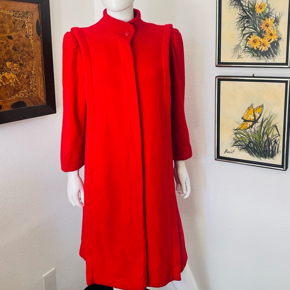 Vintage Jackets & Blazers - Vintage Small Red Wool Overcoat